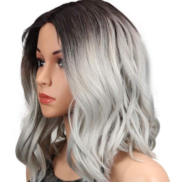 💫LEXA 12” GREY  LACE PART WAVY BOB OMBRÉ Wig💫 - Picture 6 of 8